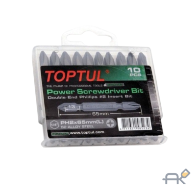 Набор бит двухсторонних PH1х65 10шт. в пластм.боксе TOPTUL (GAAW1002)